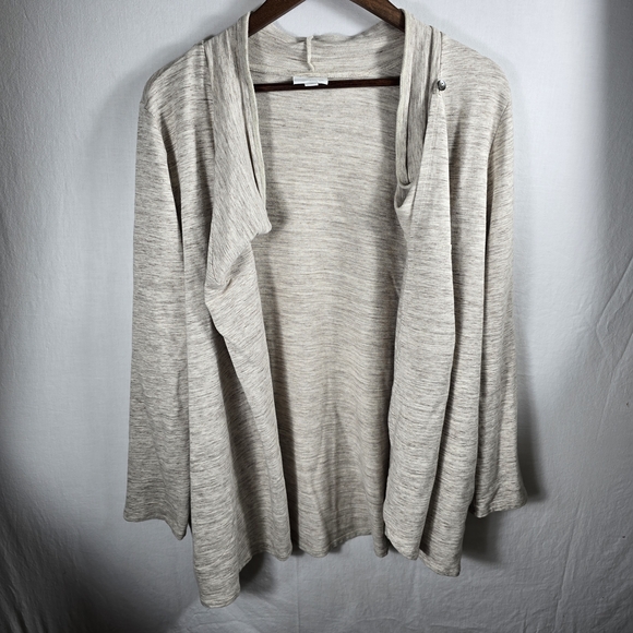 PureJill Pima Cotton Open Front Cardigan Beige Women’s XL Tall - Picture 1 of 10